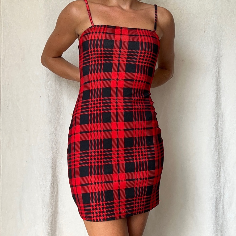 Shein Red and Black Bodycon Dress